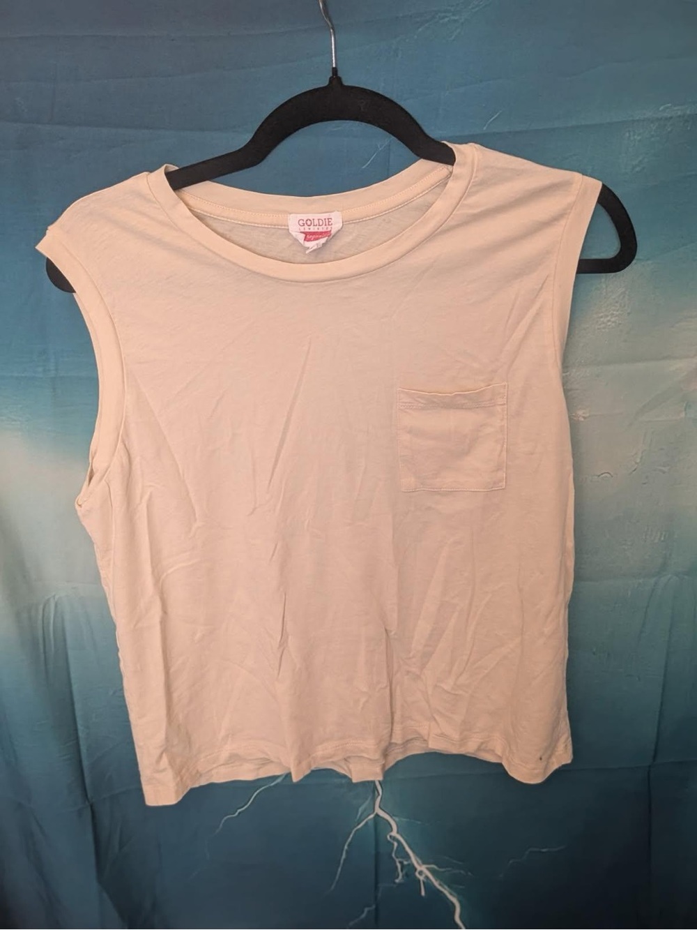 Goldie Cream Sleeveless Pocket Tank